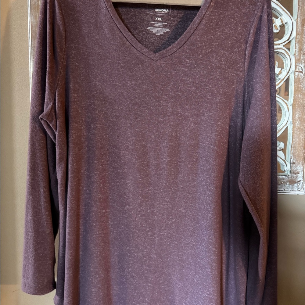Sonoma Women's V-Neck Long Sleeve Blouse - purple